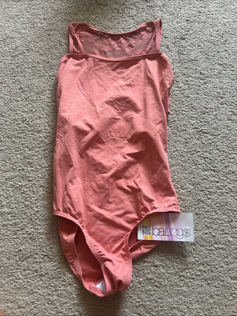 Coral Pink Dance Leotard with Lace Back